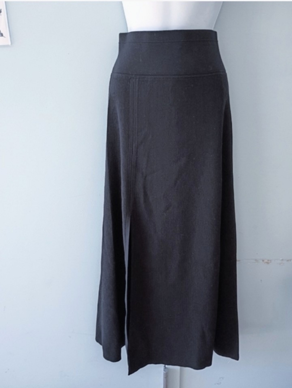 Maria Mcmanus High Waist Rib Knit  Stretch Flaire  Black Maxi Skirt sz M